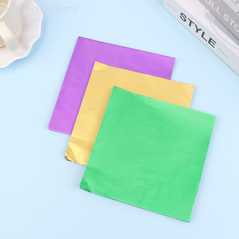 100Pcs 15x15CM Aluminum Foils Wrapping Paper Sheets Foil Candy Package Paper Chocolate Candy Sugar Food DIY Baking Supplies