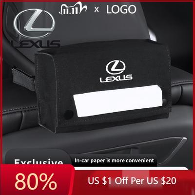 2026 Hot Interior Stickers Suede Car Tissue Box Seat Hanging Storage Paper Bag For Fsport GS GX IS LS LX CT LC RC LBX NX R