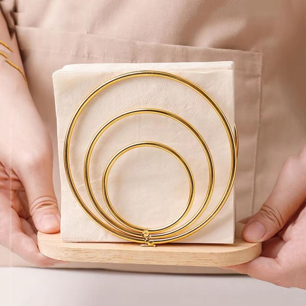 Creative Wood Base Iron Napkin Holder Modern Style Stable Countertop Napkin Organizer Paper Dispenser Rack Table Decoration