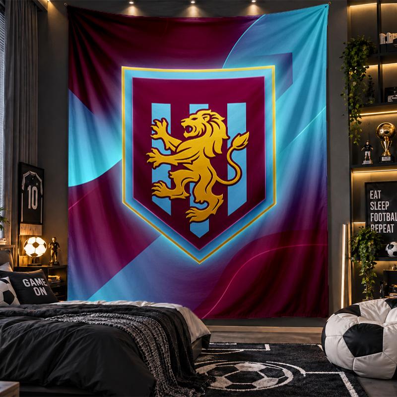 Wall Hanging Tapestry Aston Villa Football Print Cloth for Living Room Bedroom Home Decor