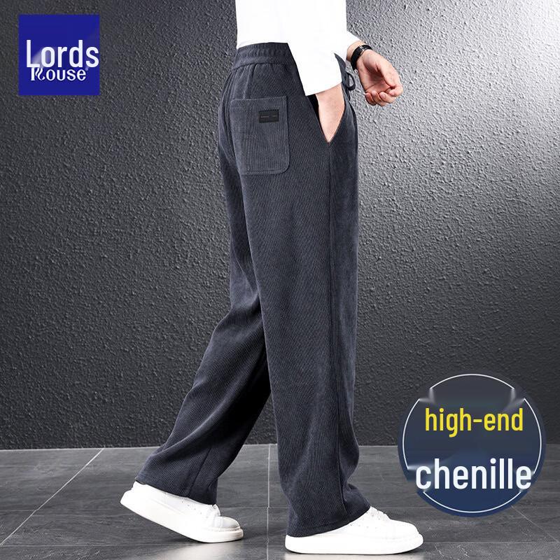 ROZ Men's Chenille Wide-Leg Casual Sports Pants