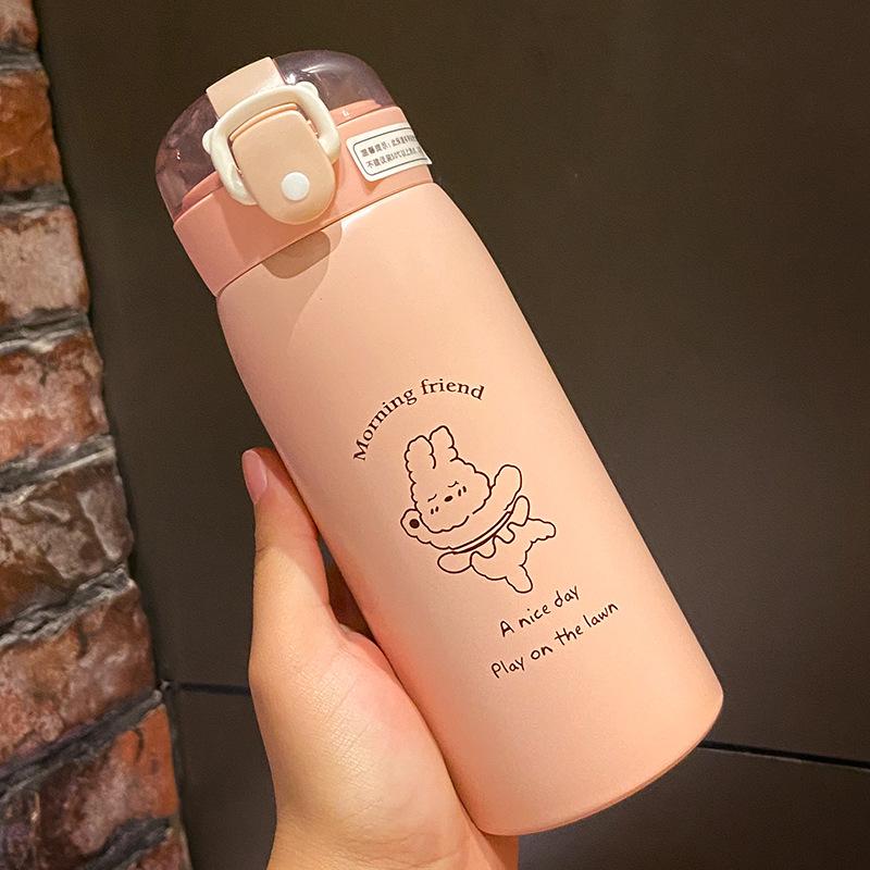 350/500ml 304 Stainless Steel Thermos Portable Children's Straw Cup Children's Student Drop-proof Water Bottle
