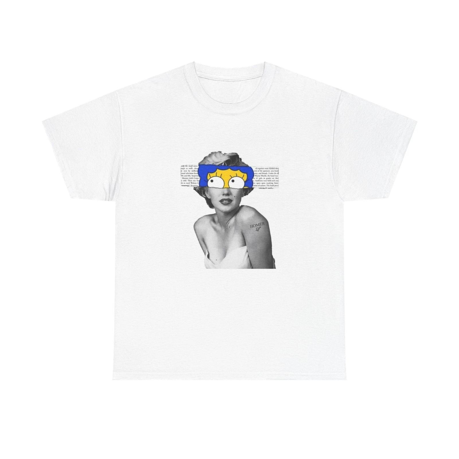 Marilyn Monroe Simpson Cartoon Eyes ART Graphic T Shirt NEW Cotton Tee Gift 4XL