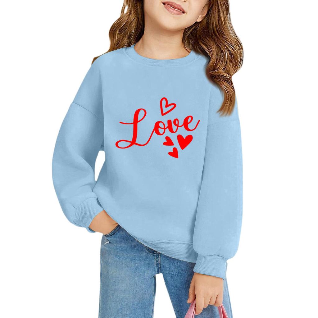 Mädchen Rundhals-Pullover für Kinder Bedruckte Baby-Oberteile Valentinstag