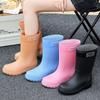 Outdoor fashion medium tube women's rain shoes pink non-slip medium boots new PVC rubber shoes street versatile platform waterproof shoes