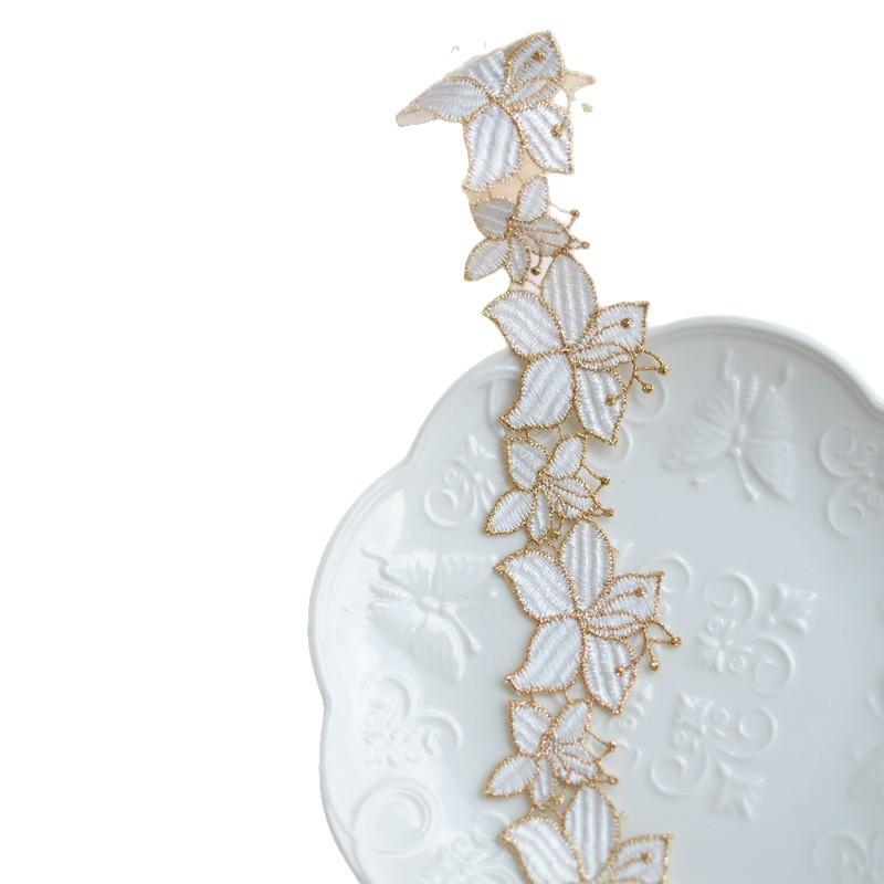 Decorative Lace With Accessories Fabric Lace Accessories High-Grade Gold Thread Embroidery Water-Soluble Lace Cheongsam Clothing Materials