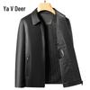 Yalu Herren Business Casual Fleecefutter Kunstlederjacke