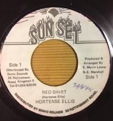 

7inch Record HORTENSE ELLIS Red Shirt NONE Sun Set Jamaica Reggae Ska Dub Used