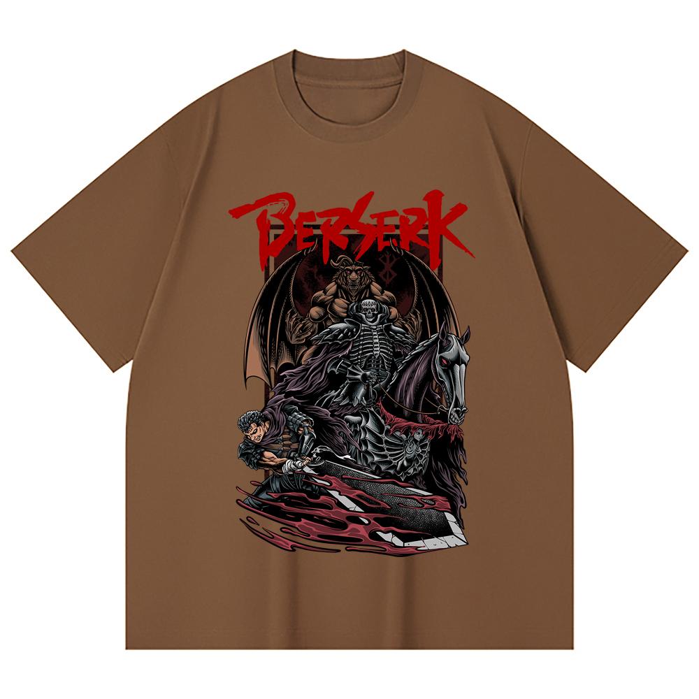 230 Gsm 100% Cotton Berserk V4 Skull Knight Print Unisex Heavy Cotton T Shirt