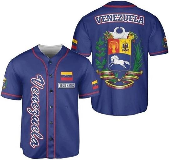 Mexico baseball team element print summer v-neck button-down baseball jersey