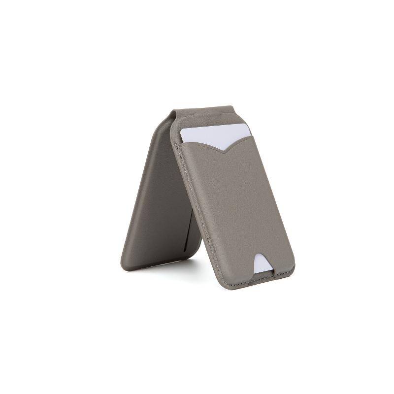 Magnetic Wallet Stand with Mirror Lightweight PU Leather Card Holder Phone Mount for Gym Sports Use