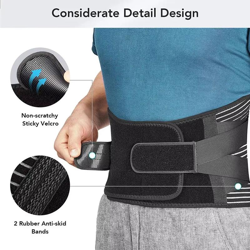 Lower back bracket for men and women, with 6 anti-sliding orthopedic lumbar support breathable lumbar support belts