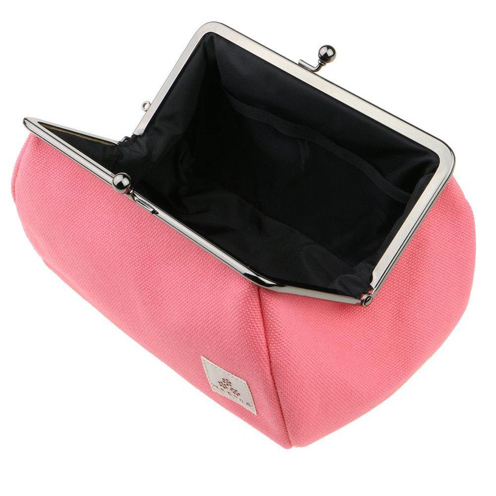 Watona Canvas Clasp Slim Cosmetic Pouch 50s 5-inch (Slim) (Rose Pink)