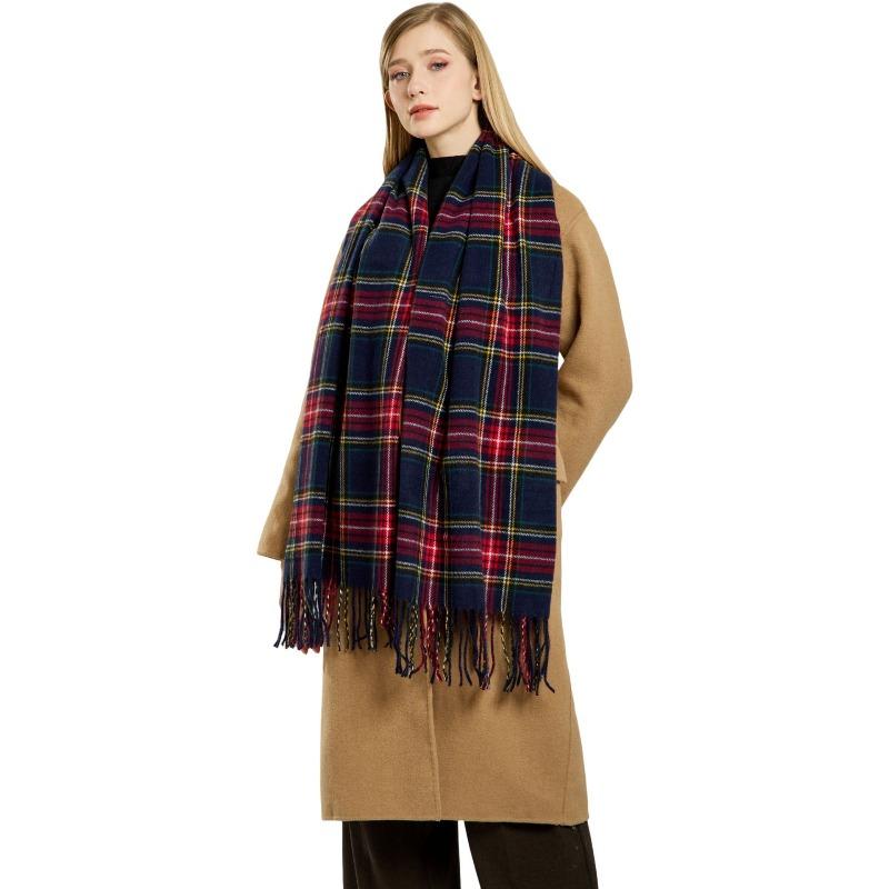 Direct sale England plaid fringed scarf women's imitation cashmere warm autumn and winter high-end sense versatile fashion scarf