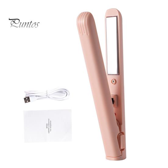 

Портативный USB-выпрямитель для волос, быстрый нагрев, электрические щипцы для завивки, прямые вьющиеся волосы, челка, мини-щипцы для завивки, дорожный инструмент для укладки волос для женщин розовый