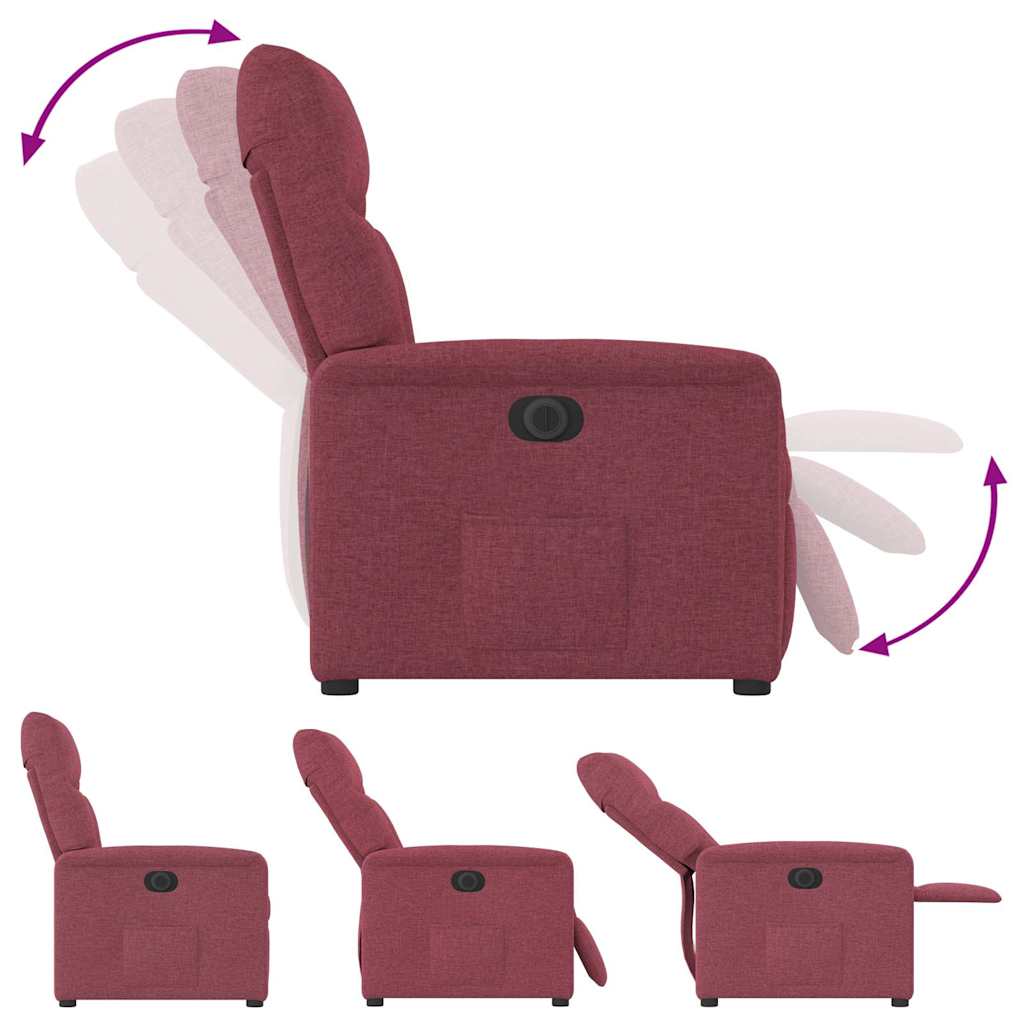 Electric Recliner Chair Burgundy Fabric