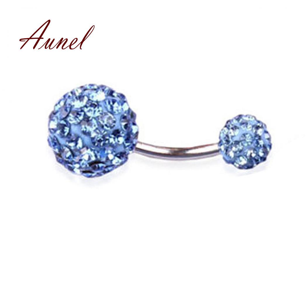 

Серьга с кристаллами для пирсинга пупка светло-синий