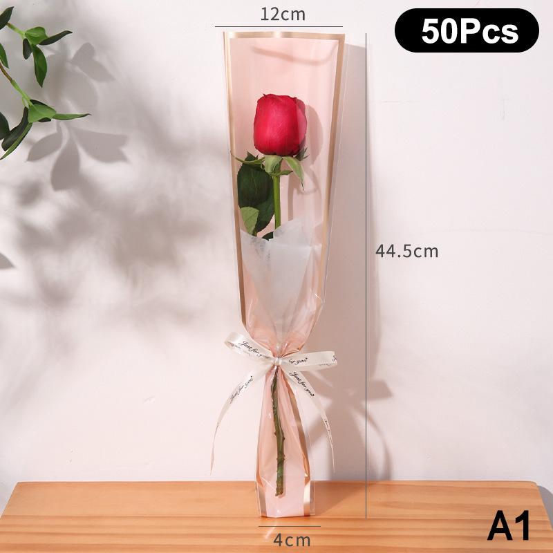20/30/50Pcs Colorful Flower Wrappers Transparent Bag For Bouquet Flower Wrapper Waterproof Diy Gift Flower Decoration