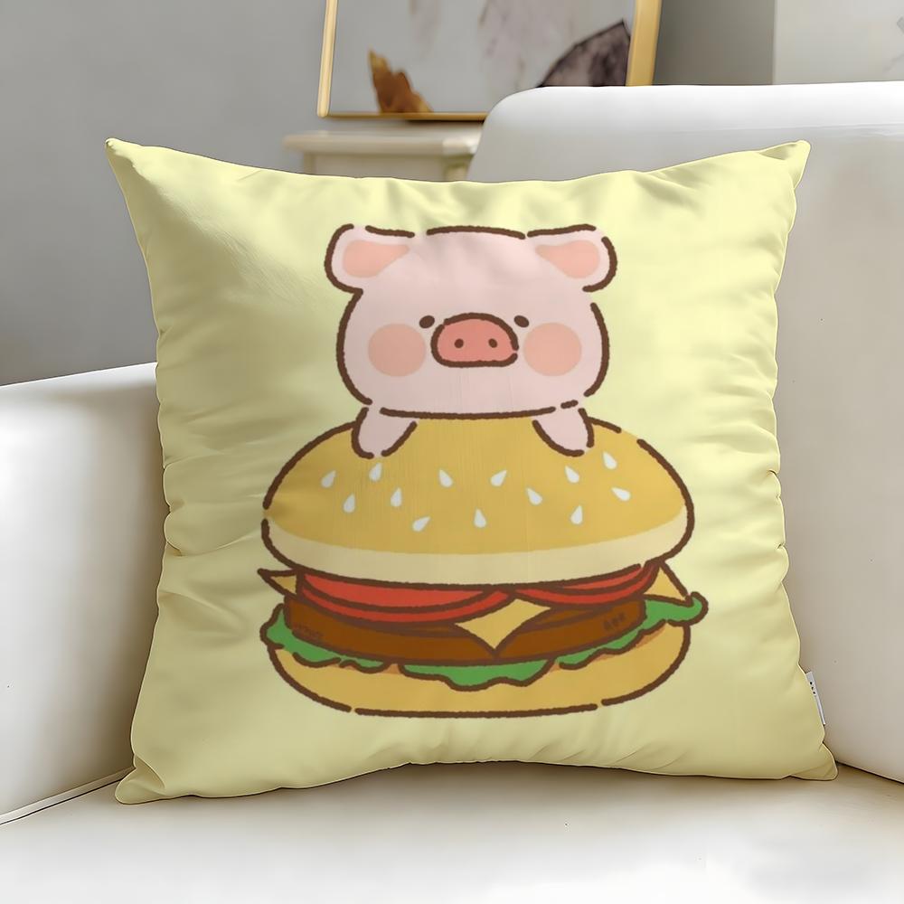popular cartoon character pig pink Lulu Cushion Cover Soft & Easy-Wash Pillow Case – Versatile for Couch, Bed, Travel and Office