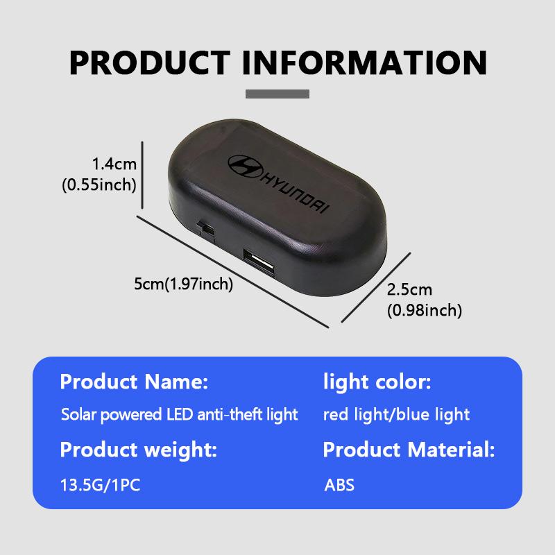 Mini LED Solar Power Car Warning Light Night Security Anti-Theft For Hyundai Genesis N-LINE I10 I20 I30 I40 IX20 IX35 Kona PP18