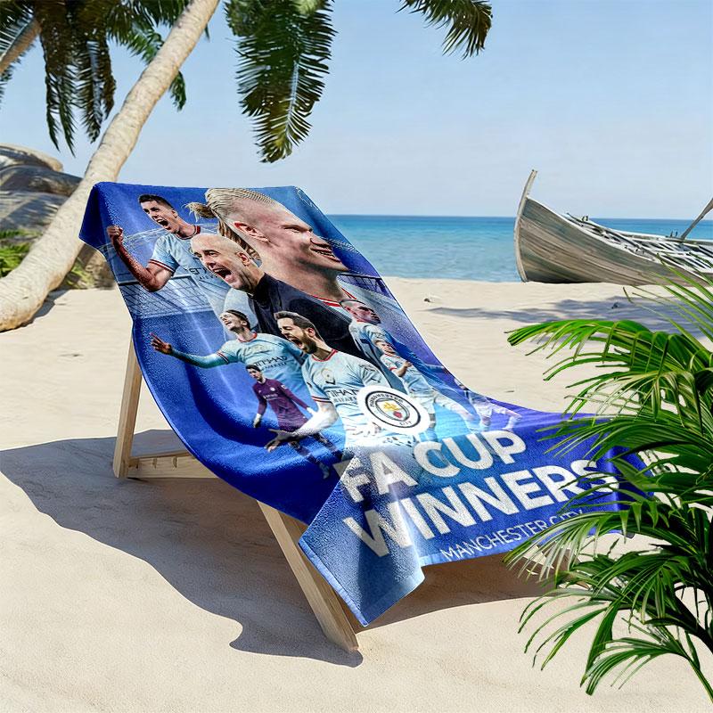 Manchester City F16.C Print Beach Towel, Large Soft Quick Dry Towel for Beach Camping Swimming