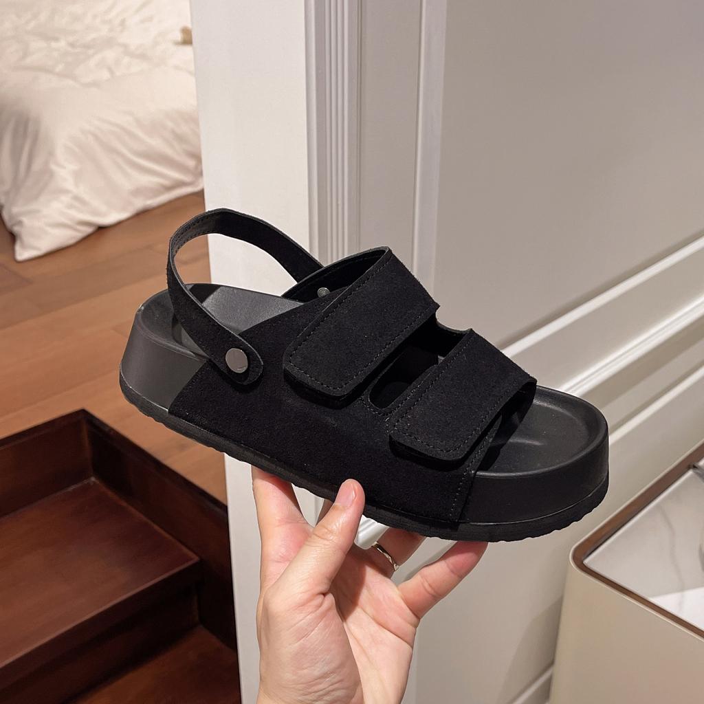 Yazlık yeni plaj Roma ayakkabıları retro cırt cırtlı kelimeli muffin tabanlı Birkenstocks sandaletler
