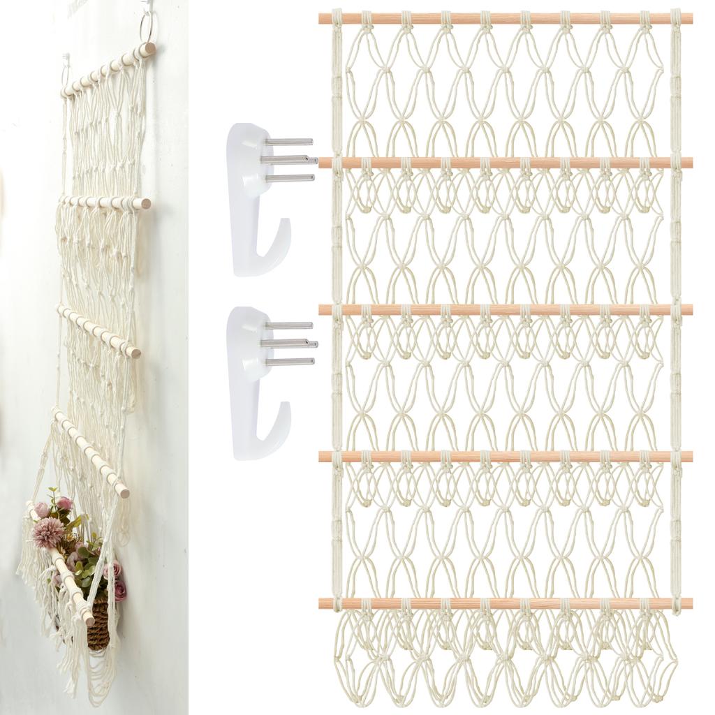 4-Layer Stuffed Toy Storage Hammock Net Large Capacity Stuffed Animal Storage Boho Hanging Toy Organizer for Playroom Bedroom