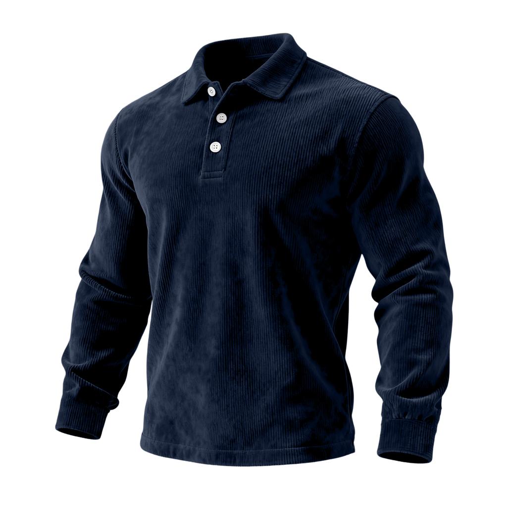 Men's  Casual Outdoor Lapel Corduroy Pullover Long-sleeved Top