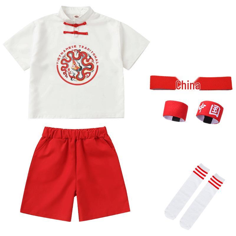 Ethnische Hanfu-Sommergarnitur für Jungen - Chinesischer Stil Schulchor & Abschlussuniform