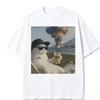 Bedrucktes T-Shirt Buchstaben Locker Damen und Herren Oberteil Herren Freizeit Rundhals Kurzarm T-Shirt