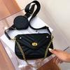 Small PU Leather Shoulder Bag For Women  new purse and Handbags Female Travel Crossbody Bag ladies chain Sling bag 2 PCS/SET