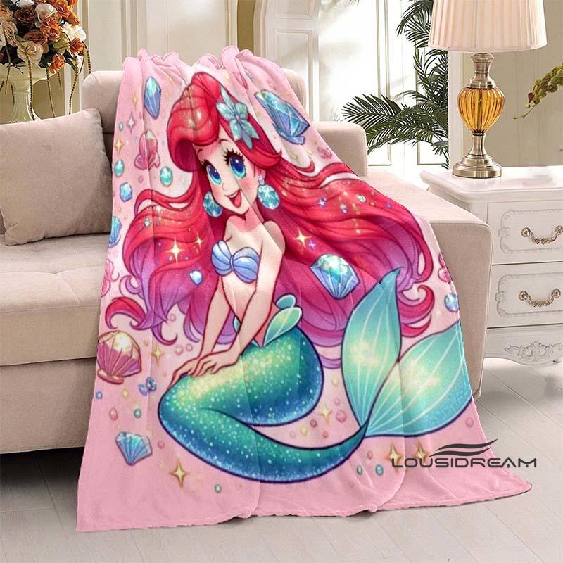 

3D Printed Cute Cartoon The Little Mermaid Blanket, Home & Travel Blanket, Soft and Fluffy Winter Blanket Gift for Children and 75x90cm