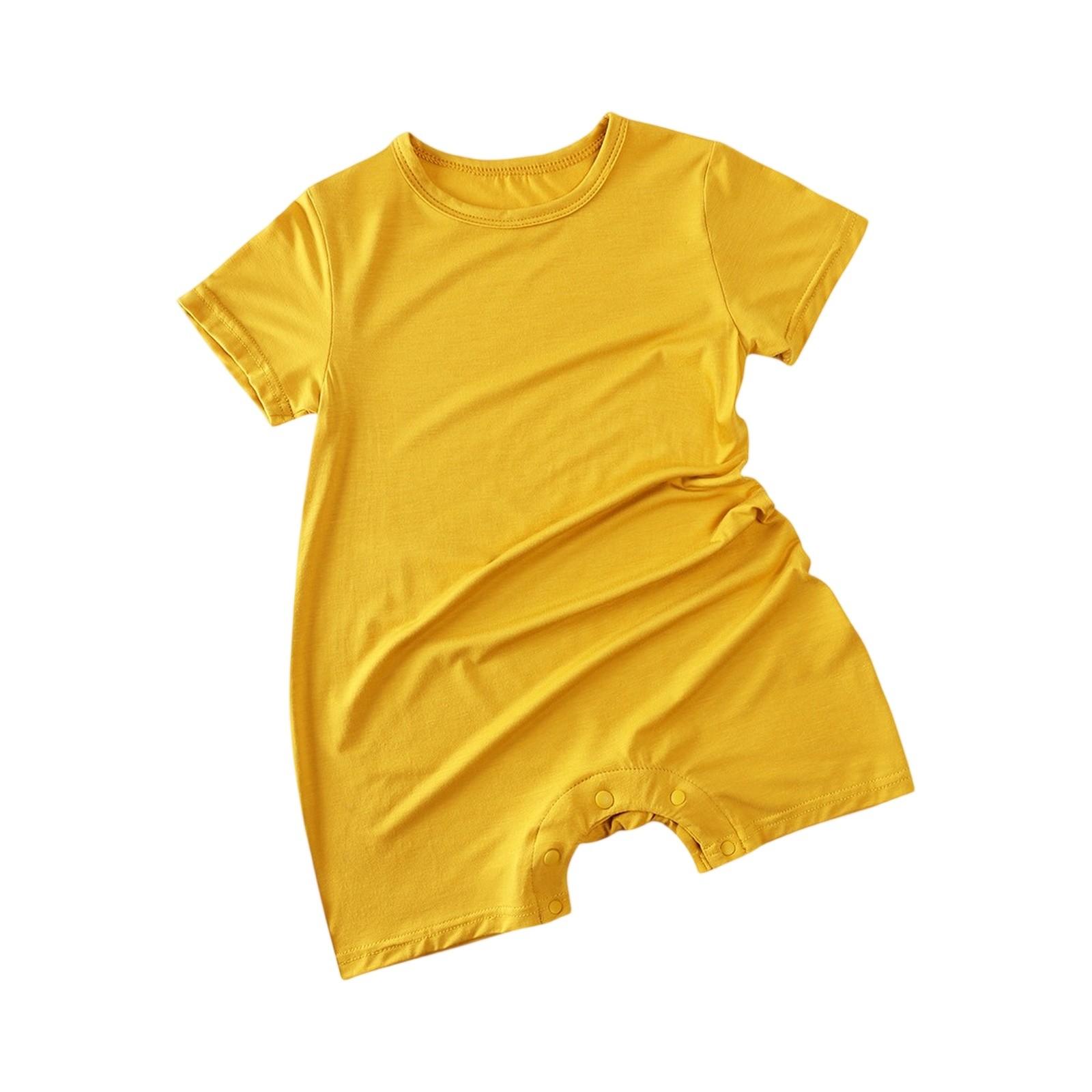 

Летний боди для новорожденного - Однотонный комбинезон с коротким рукавом 90 жёлтый