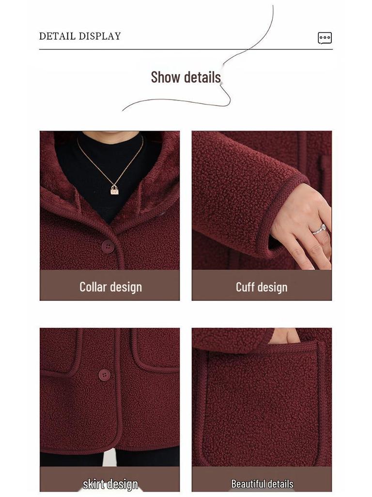 2025 Stylish Mother’s Winter Jacket: Velvet Cotton Padded, Fleece, Thickened Warm Outerwear for Middle-aged & Elderly Women