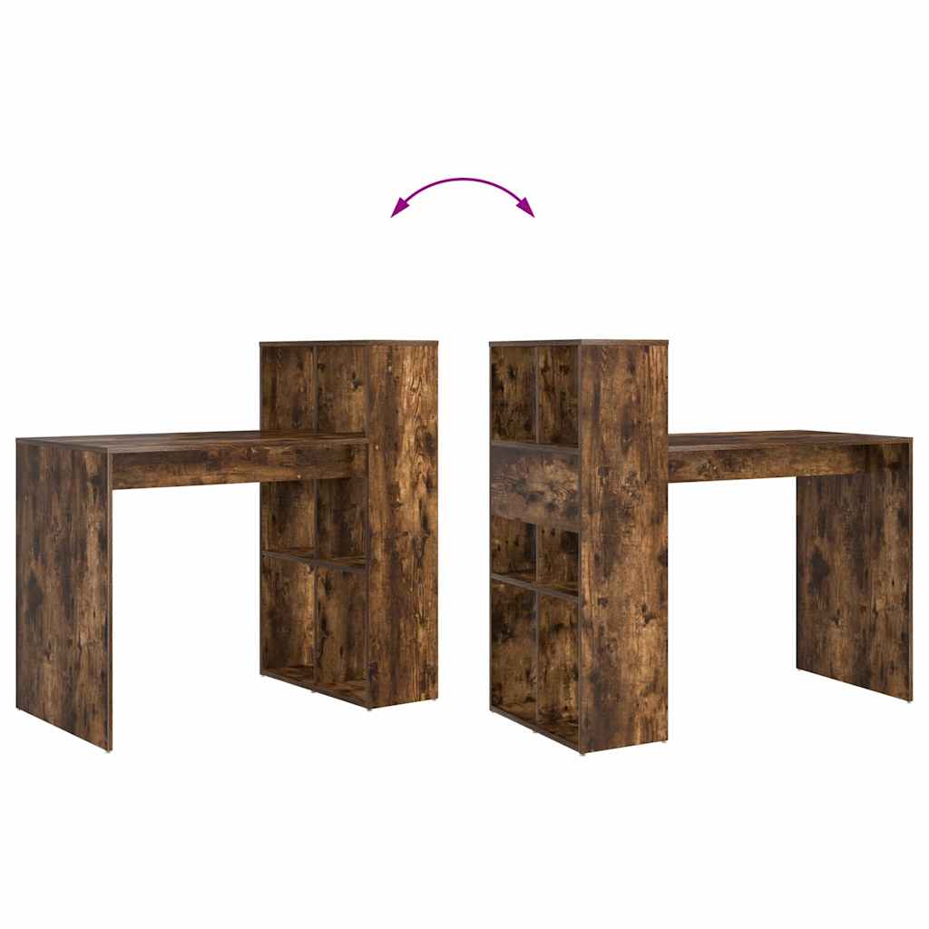 Desk with Shelf Smoked Oak 108 x 55 x 103.5 cm