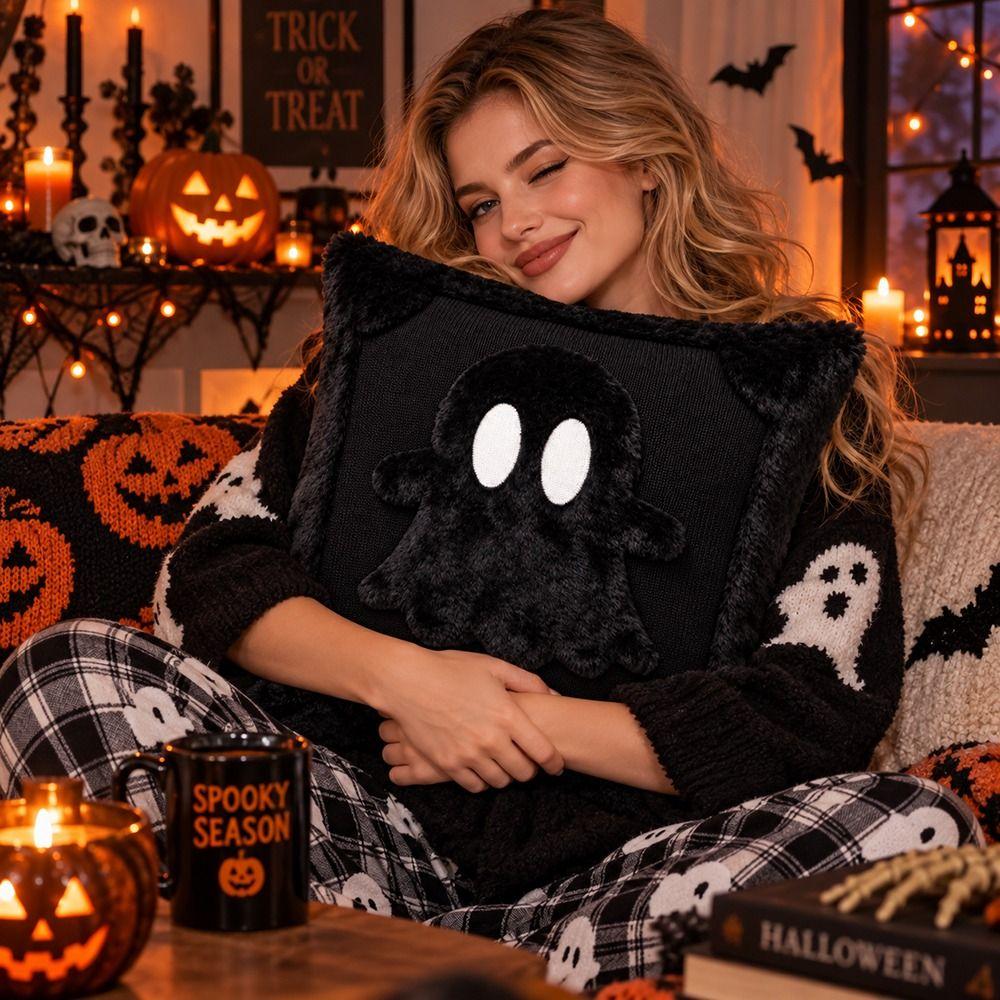 Square Throw Pillow Cover Washable Stuffed Pillow Case Soft Cushion Covers  Halloween