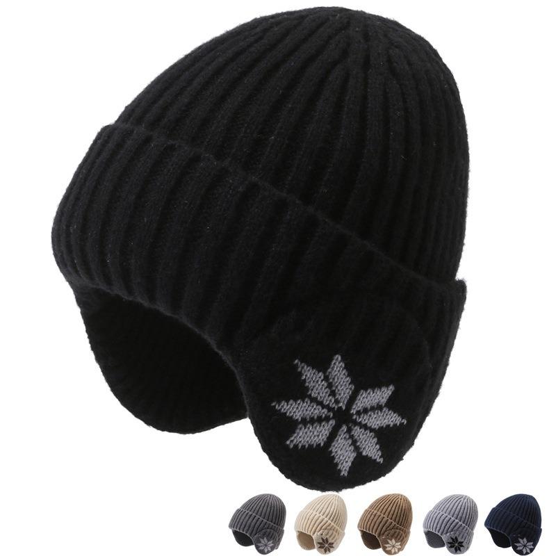 Hat Men's Winter Warm Knitted Hat Winter Cycling Fleece Ear Protector Wool Hat Scarf Men's Blue Pullover Hat