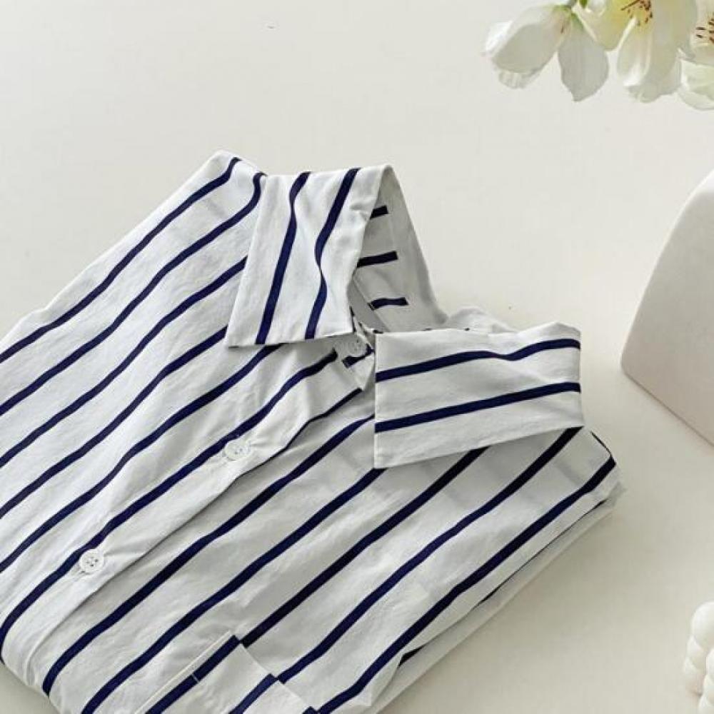 New Arrivals Open Run Women Oversized Striped Shirt Colorful