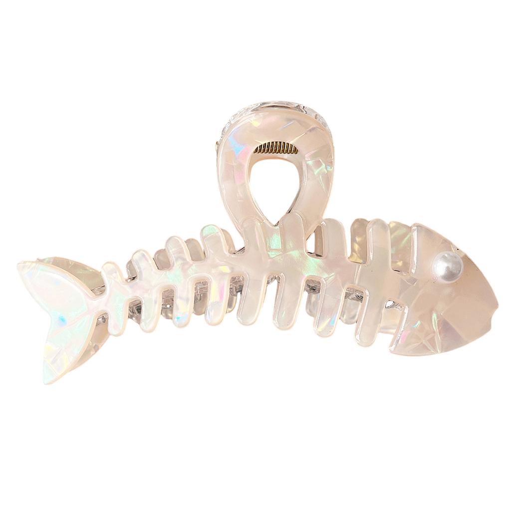 Pearlescent Girls Hair Claw Creative Fish Bone Shaped Shark Gripper For Women Trendy Hair Decor Accessories INS Style Hair Clips