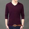 Middle-aged Young Autumn Men's Long-sleeved Thin V-neck Sweater Knitted T-shirt Casual Base Shirt