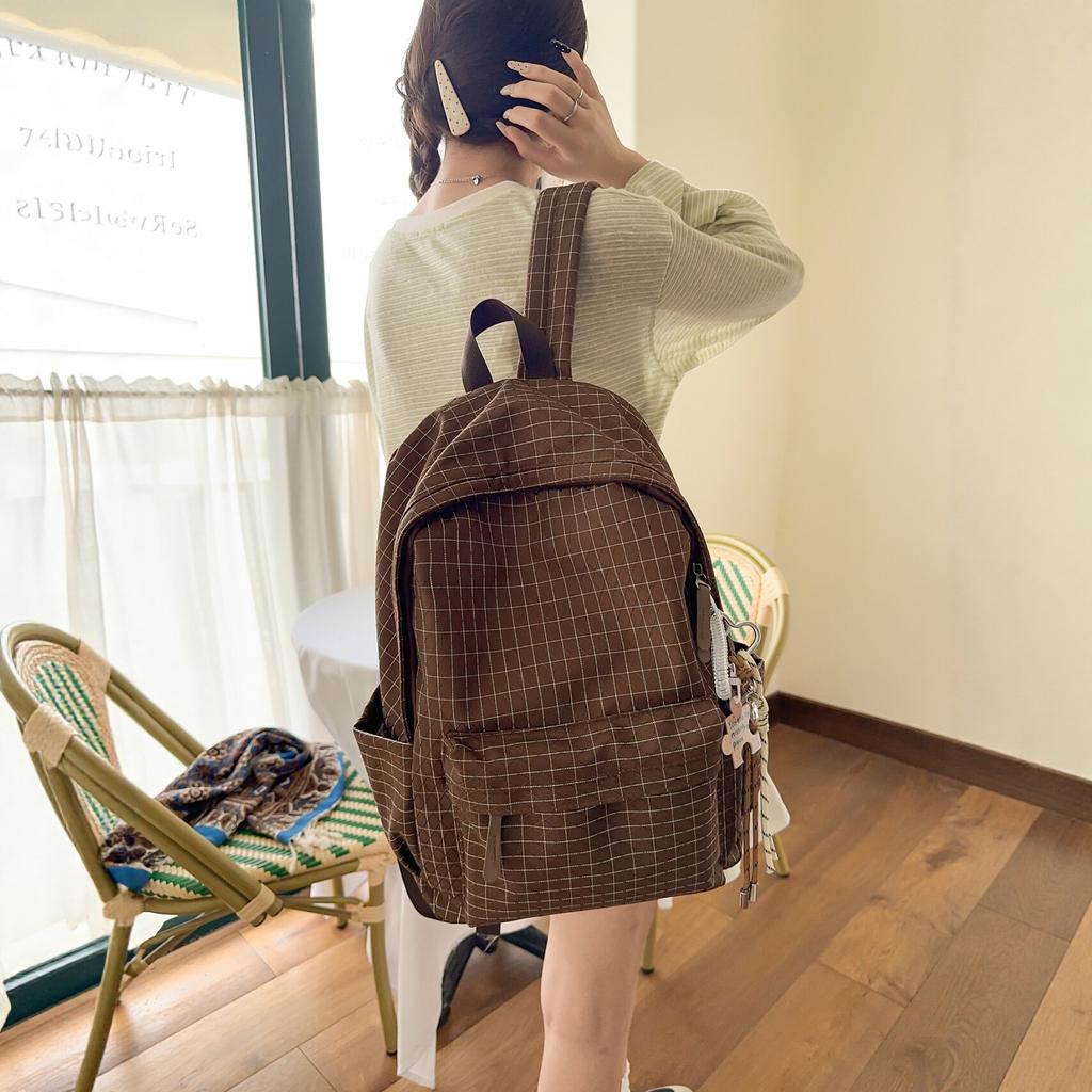 Schoolbag high value fashion plaid backpack couple style commuter leisure large capacity schoolbag lightweight trend versatile backpack