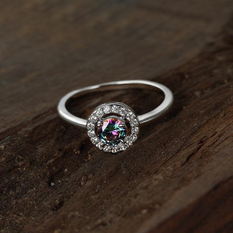 Cold Wind Rose Gold Round Diamond Ring Feminine Fashion Trinket No. 5