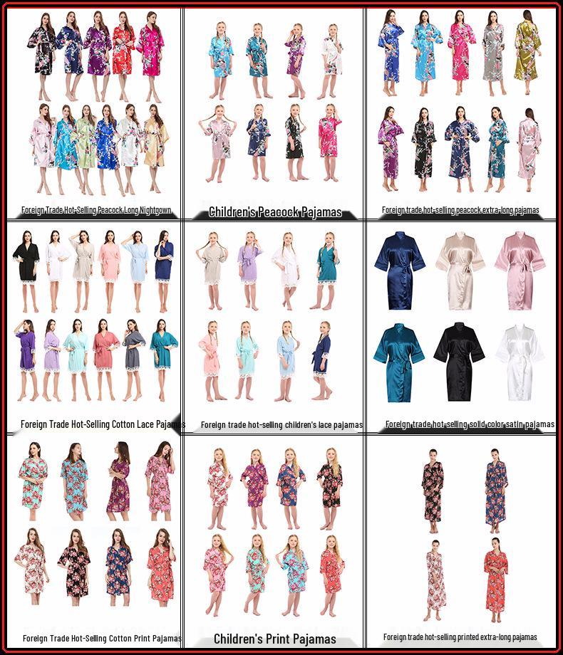 Peacock Print Long Summer Pajama Cardigan with Pockets