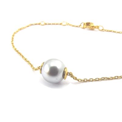 [K1064] - Gray 'Perla' Gold Plated Bracelet
