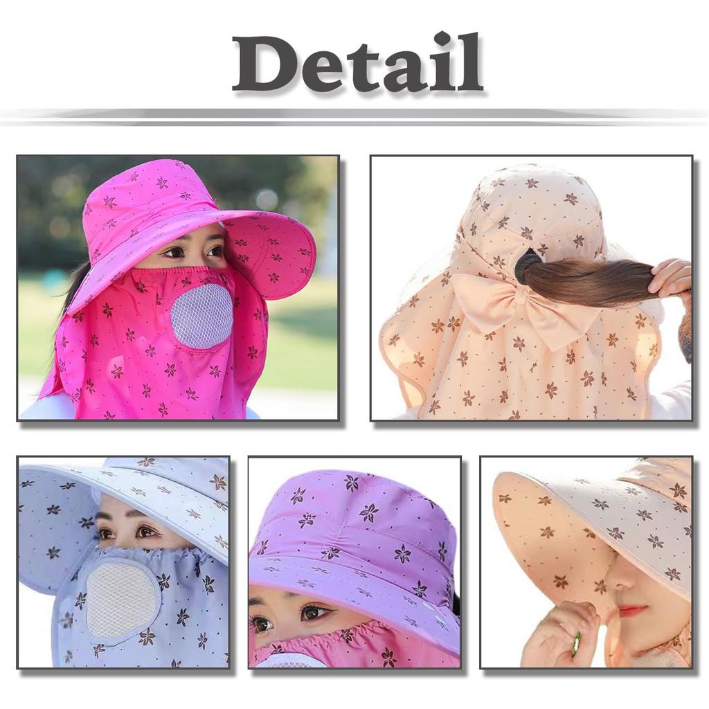 Sun Wide Face UV CZA624 [White Fang] Hat, Hat, Brim, Cover, Protection, Outdoor, Women's (Pink)
