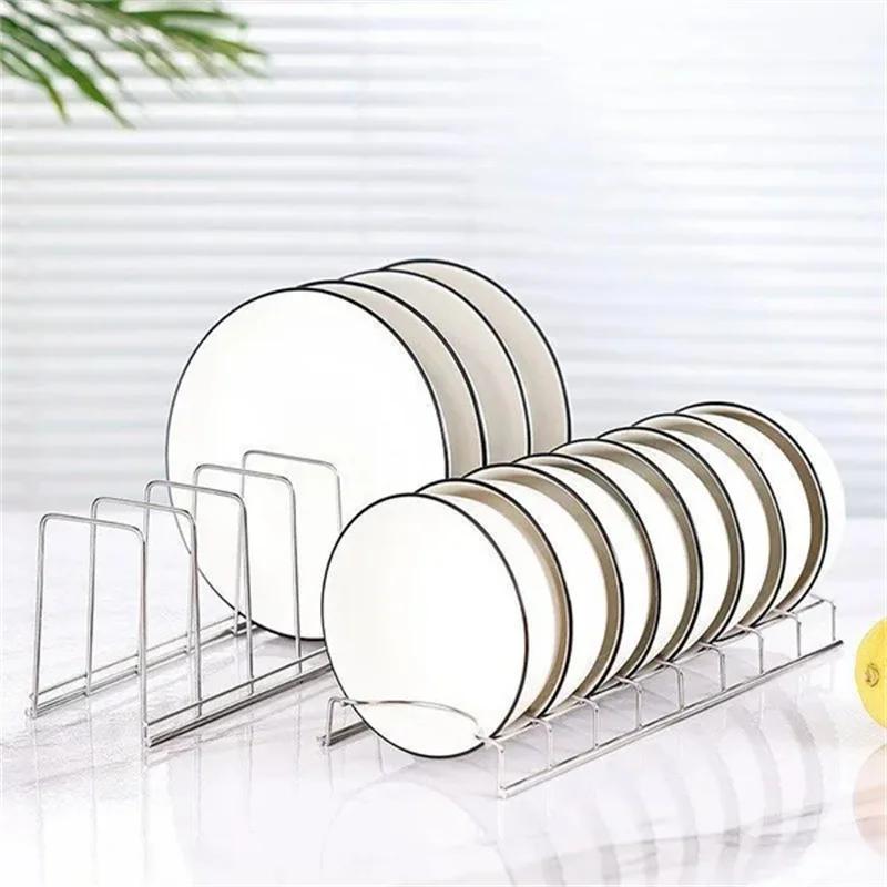 Stainless Steel Kitchen Organizer Dish Rack Household Kitchen Drainage Rack Cooking Dish Pan Cover Stand Kitchen Accessories
