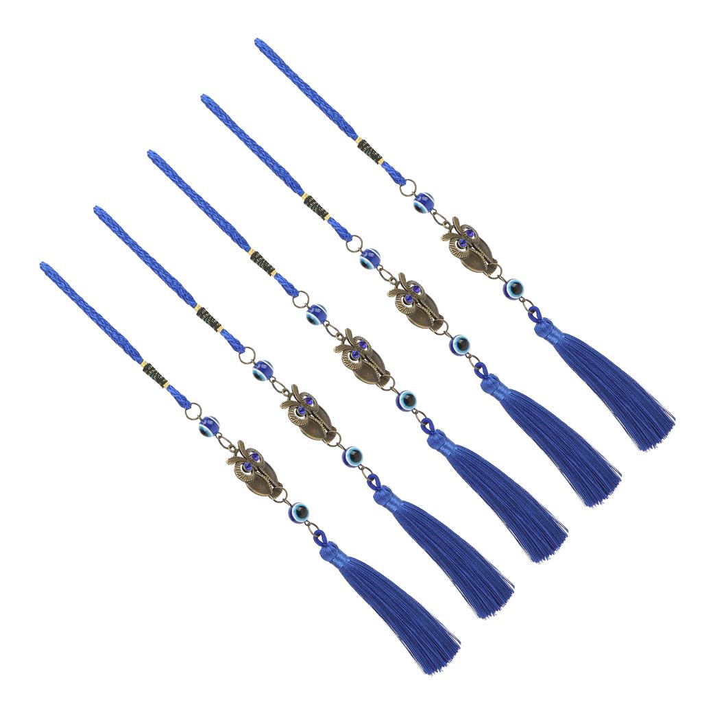 5 Pcs Owl Blue Eye Pendant Delicate Bronze Owl Blue Evil Eye Ornament Home Office Car Decorations