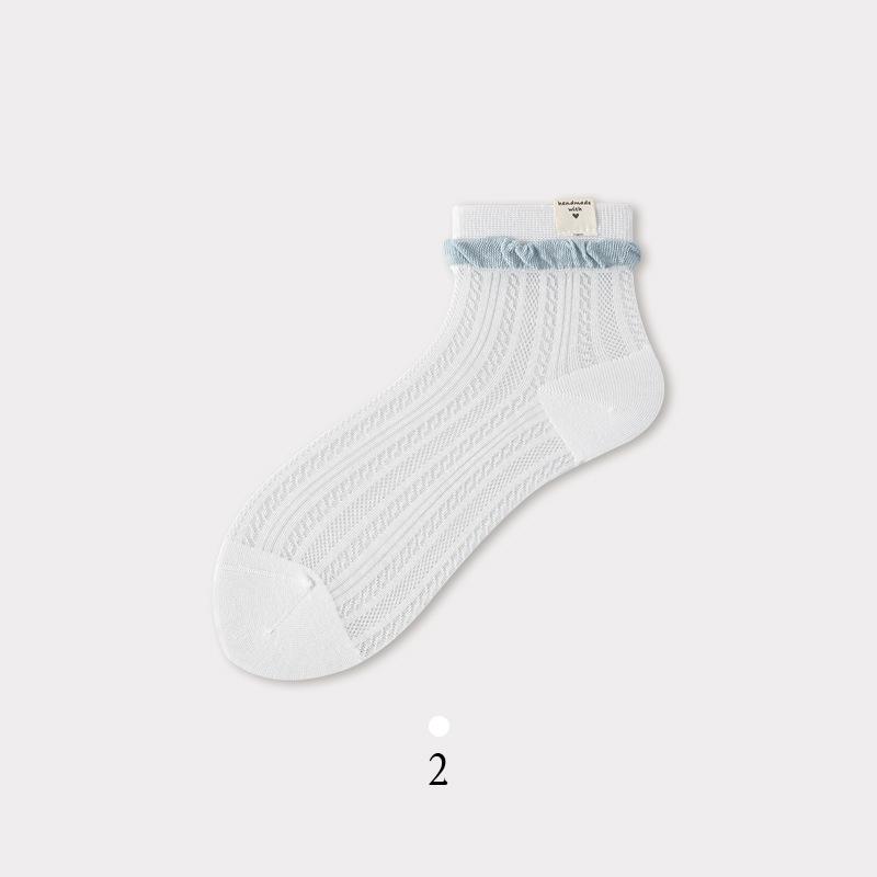 5Pairs Women's Socks Sweet Style Cute Lace Trim Short Socks Summer Thin Short Tube Ballet JK Style Socks