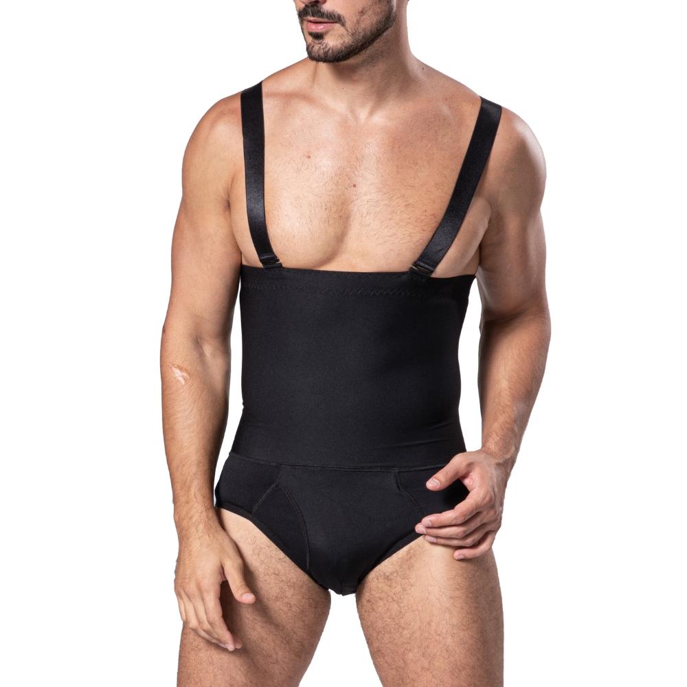 SYPNK03 High Waist Mens Shapewear Compression Tummy Control Briefs With Anti Rolling Suspenders