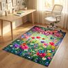 Floral Garden Theme Crystal Velvet Rug Personalized Custom Name Text Soft Floor Mat Home Decor